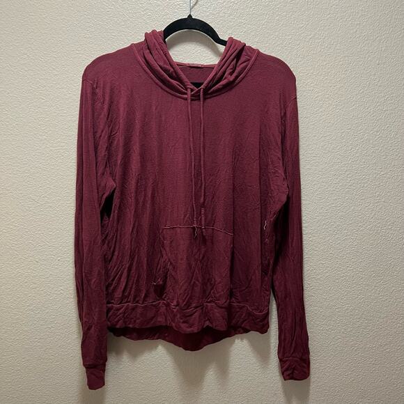 Brandy Melville John Galt Red Hooded Lightweight Sweatshirt Pullover Size M - Picture 2 of 6